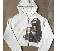 sweat-shirt à capuche court zippé à manches longues avec imprimé graphique "No Ordinary Love", convient pour le port extérieur en automne L,M,S,XLNoëlPolyester