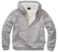 Sweat-shirt à capuche de Brandit - Sweat à Capuche Zippé Doublé Teddy - S à 5XL - pour Homme - gris chiné 4XL