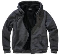 Sweat-shirt à capuche de Brandit - Sweat à Capuche Zippé Doublé Teddy - S à 5XL - pour Homme - noir chiné S