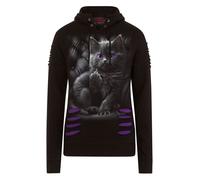 Spiral Cattitude Femme Sweat-Shirt à Capuche Noir/Lilas 100% Coton Regular