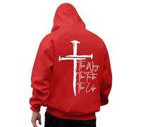 Sweat-Shirt à Capuche décontracté à Manches Longues pour Homme, imprimé Dieu, Confortable Quotidien Sweat Capuche Thermique Zippé (Red, XXL)