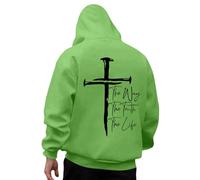 Sweat-Shirt à Capuche décontracté à Manches Longues pour Homme, imprimé Dieu, Confortable Quotidien Sweat Capuche Thermique Zippé (Green, XXL)