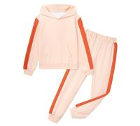 Sweat-shirt à capuche décontracté pour enfants et ensemble sportwear adaptable pièces en coton doux conçu pour l’école et les loisirs 2-13 ans (Beige, 4-5 Years) #1