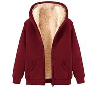 Sweat-Shirt à Capuche Doublure Polaire Femme Sweat à Capuche Manteau en Peluche Veste Zippée à Capuche Chaud Zippé Sweat-Shirt Hiver Épais Hoodie avec Zip Up Poches