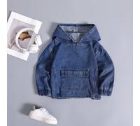 Sweat-shirt à capuche en jean délavé vintage ample pour jeune garçon, veste tout-aller de style américain rétro avec grandes poches, convient pour le port extérieur, chic automnal pour l'automne/l'hiv