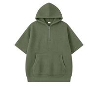 Sweat-Shirt à Capuche en Maille à Manches Courtes pour garçon, Pull décontracté, léger et Confortable, idéal pour Le Sport.