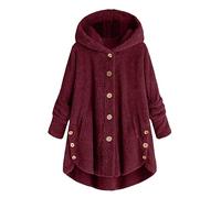 Sweat-Shirt à Capuche en Peluche pour Femme, Grande Taille, décontracté, Bloc de Couleurs, Chemisier Ample, Manteau Chaud Veste Polaire avec Capuche Rose