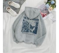 sweat-shirt à capuche femme avec impression papillon et slogan, doublé thermique "LA JOIE DE LA LIBERTE, Ce n'est qu'alors que j'ai senti mon cœur être libre" L,M,S,XSLettres,Slogan,PapillonÉtoffe