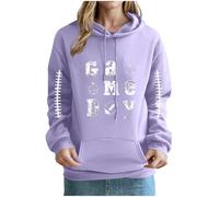 Sweat-Shirt à Capuche Femme Grande Taille Hoodie Sport Femme Impression de Rugby Pulls d'automne pour Femmes Blanc Sweat Ample Mode Survêtements Hauts Manches Longues Décontracté