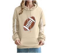 Sweat-Shirt à Capuche Femme Grande Taille Hoodie Sport Femme Impression Rugby Pulls d'automne pour Femmes Hauts Manches Longues Décontracté Sweat avec Poches Ample Mode Survêtements