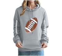 Sweat-Shirt à Capuche Femme Grande Taille Hoodie Sport Femme Impression Rugby Pulls d'automne pour Femmes Hauts Manches Longues Décontracté Sweat avec Poches Ample Mode Survêtements