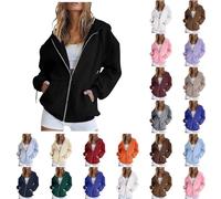 Sweat-Shirt à Capuche Femme Hoodie avec Fermeture Eclair Sweat Zippe à Manches Longues Veste à Capuche pour Sport Fitness Casual Zip Up Long Sleeve Vestes Zippée Veste à Capuche (Black-B, M)