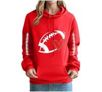Sweat-Shirt à Capuche Femme Hoodie Sport Femme Manches Longues Grande Taille Sweat Femmes Impression Rugby Hauts Outdoor Cyclisme Survêtements Décontracté Sweat avec Poches Ample Mode