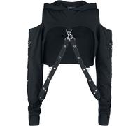Sweat-shirt à capuche Gothic de Gothicana by EMP - Sweat à capuche court avec sangles - S à XXL - pour Femme - noir M