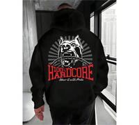 sweat-shirt à capuche graphique hardcore pour hommes - Design agressif de pitbull avec texte HARDCORE - Sweat-shirt ample pour la salle de gym, le streetwear et le quotidien - Streetwear casual toutes