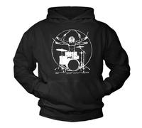 Sweat Shirt à Capuche Imprimé Drummer - Sweatshirt Batterie Pull Noirweater Tee Musique Music M L