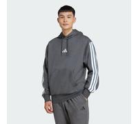 Sweat-shirt à capuche molleton 3 bandes Essentials Dark Grey Heather / White L