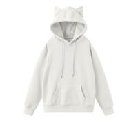 Sweat-Shirt à Capuche pour Femme, Joli Pull à Oreilles de Chat, Cordon de Serrage, Couleur Unie, surdimensionné, avec Poche, Violet, Automne, décontracté, Coupe Ample, entraînement