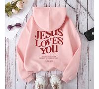 sweat-shirt à capuche pour femmes avec impression de slogan "JÉSUS VOUS AIME, NOUS NOUS AIMONS LES UNS LES AUTRES PARCE QU'IL NOUS A AIMÉS EN PREMIER" 1 JEAN 4:19, Hauts à manches longues pour la remi
