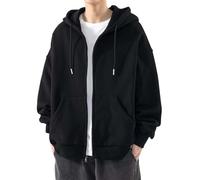 Sweat-shirt à capuche pour homme avec fermeture éclair | Sweat-shirt à capuche oversize | Manteau décontracté à manches longues uni | Sweat-shirt à capuche avec cordon de serrage à la mode, cardigan