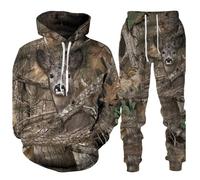 Sweat-Shirt À Capuche pour Homme Ensemble 2 Pièces Camouflage Chasse Animal Sanglier 3D Décontracté Survêtement Vêtements De Sport color3,XS