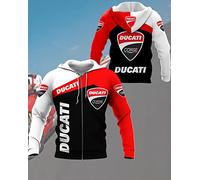 Sweat-Shirt à Capuche pour Homme Pullover Ducati 3D Print Sweater Baseball Jersey Casual Hooded Full Zip Sweatshirt Big Pockets Motorcycle Hoodie-D||6XL