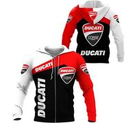 Sweat-Shirt à Capuche pour Homme Pullover Ducati 3D Print Sweater Baseball Jersey Casual Hooded Full Zip Sweatshirt Big Pockets Motorcycle Hoodie-D||6XL