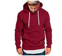 Sweat-shirt à Capuche Pull Standard Décontracté Unie Manches Longues Poche Avant Tissu Doux Respirant Parfait Activités Sportives Course Gymnastique Domicile Vêtement Masculin (a-Red, XXXXXL)