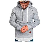 Sweat-shirt à Capuche Pull Standard Décontracté Unie Manches Longues Poche Avant Tissu Doux Respirant Parfait Activités Sportives Course Gymnastique Domicile Vêtement Masculin (a-Grey, XXXXXL)