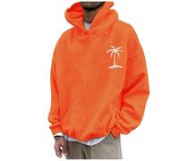 Sweat-shirt à capuche simple à la mode Sweat à capuche motif noix de coco Sweat à capuche surdimensionné Y2k Hip Hop Streetwear Sweatshirts Casual Sport Shirt Convient à différents scénarios, Orange