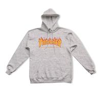 Sweat-shirt à capuche - THRASHER - Gris - 50% coton 50% polyester - Logo flamme - Poids moyen L