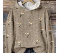 sweat-shirt à capuche vintage à imprimé floral pour femmes en grande taille, convient pour l'automne/l'hiver, vintage 0XL,1XL,2XL,3XL,4XL,5XLFruits & légumesTissu tricoté