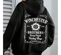 sweat-shirt à capuche Winchester Brothers grande taille - Pull décontracté avec motif floral et impression "Sauver les gens, chasser les créatures, affaire de famille", parfait pour l'automne et l'hiv
