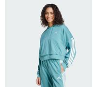 Adidas Femme Essentials 3-Stripes French Terry Quarter-Zip Hoodie, Powder Teal/White, XL