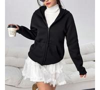 Sweat-shirt à capuche zippé minimaliste de couleur unie avec poches, manches longues, essentiel pour les couches inter-saisons, les vacances, l'été, les voyages. Convient aux adolescentes. 14Y,13Y,16Y