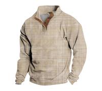 Sweat-shirt à col boutonné 1/4 pour homme, chandail à col montant pour homme, pull d'hiver à manches longues, pull d'hiver ample et confortable, pull décontracté et tendance