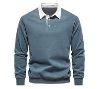 Sweat-shirt à col polo à manches longues pour homme, chandail de rugby décontracté pour homme, pull-over de couleur unie, sweat-shirt chaud d'hiver, sweat-shirt de sport classique, chemise de travail