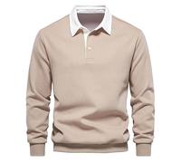 Sweat-shirt à col polo à manches longues pour homme, chandail de rugby décontracté pour homme, pull-over de couleur unie, sweat-shirt chaud d'hiver, sweat-shirt de sport classique, chemise de travail