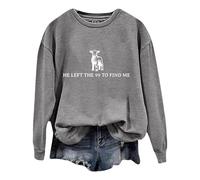 Sweat-shirt à col rond à manches longues pour femme « He Left The 99 to Fine Me » avec imprimé, Gris clair., M