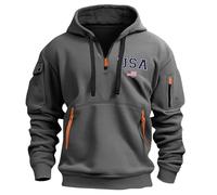 Sweat-shirt à col rond en tissu éponge français pour homme - Sweatshirt décontracté intelligent - AutomnHoodie uni - Pull à capuche uni - Pull à capuche - Pull de sport - Veste légère - Sweatshirts