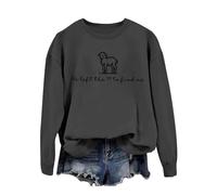 Sweat-shirt à col rond et manches longues pour femme « He Left The 99 to Fine Me » avec inscription imprimée lettres, gris foncé, S