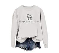 Sweat-shirt à col rond et manches longues pour femme « He Left The 99 to Fine Me » avec inscription imprimée lettres, Blanc., M