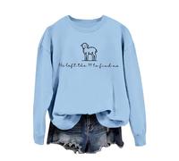 Sweat-shirt à col rond et manches longues pour femme « He Left The 99 to Fine Me » avec inscription imprimée lettres, bleu clair, L