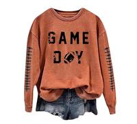 Sweat-shirt à col rond et manches longues pour femme - Motif graphique de football - Lettre Skimpy Gameday Backwoods - Tendance - Pour maman université, café, M