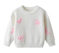 Sweat-Shirt À Col Rond Fille, Pull Enfant Fille, Manches Longues Coupe Ample Hiver Chaud Tricot Hauts pour Enfant Mode Et Loisirs Basique Grande Taille Chandail Col Rond Respirant Confort Pullover