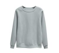 Sweat-shirt à col rond pour femme - Pull de couleur unie - Haut décontracté sans capuche - Coton bio durable - Tissu éponge - Minimal - Armoire basique, GY1., L