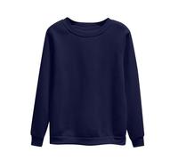 Sweat-shirt à col rond pour femme - Pull de couleur unie - Haut décontracté sans capuche - Coton bio durable - Tissu éponge - Minimal - Armoire basique, bleu marine, 4XL