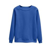 Sweat-shirt à col rond pour femme - Pull de couleur unie - Haut décontracté sans capuche - Coton bio durable - Tissu éponge - Minimal - Armoire basique, Bu2., L