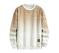 Sweat-shirt à col rond pour homme avec motif de lettres de couleur dégradée, sweat-shirt décontracté et décontracté pour le commerce commercial et extérieur, café, 3XL