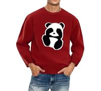 Sweat-shirt à col rond pour homme - Imprimé panda mignon - Pull tricoté à manches longues - Vêtements basiques décontractés - Coupe ample - Confortable - Extensible - Pull tendance pour homme